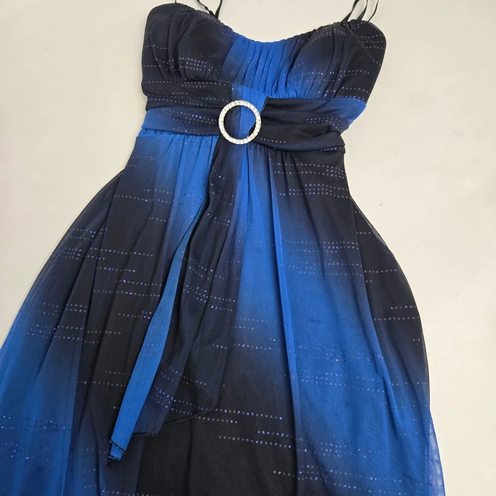 Vtg y2k Whimsigoth Ruby Rox‎ Small Ombre Sparkle Dress Blue Black Prom Party